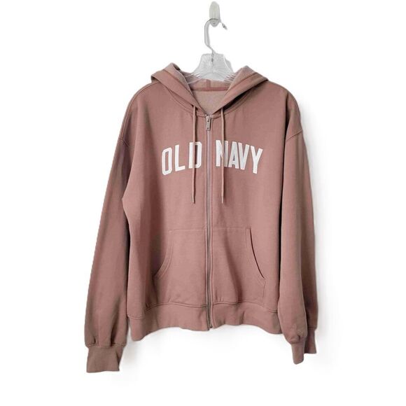 Old Navy Sweaters - NEW Old Navy Gray Logo Zip Hoodie Front Pockets Drawstrings Unisex Raglan XL